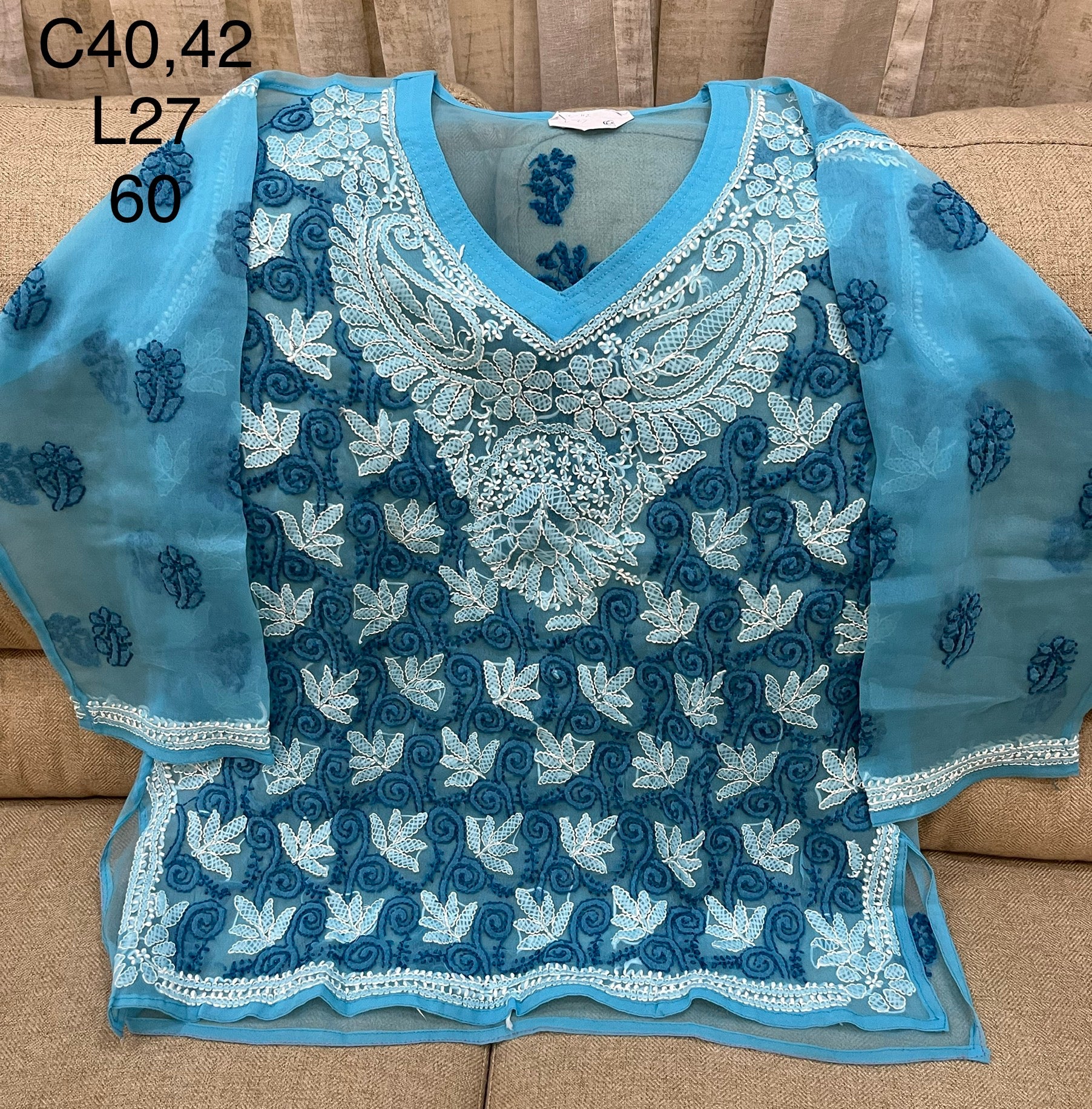 Lucknowi georgette short top || LGST010
