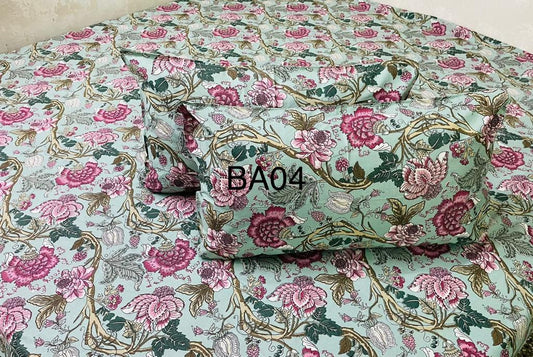 Anokhi King Size Bedsheets || 2 Pillow Covers | BA04